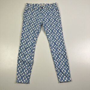 Vineyard Vines Women’s Sz 4 White Blue Lattice‎ Design Denim Skinny Jeans